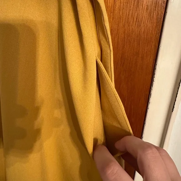 Sharagano Yellow Gold Sleeveless Midi Dress Notched Collar - Picture 5 of 5